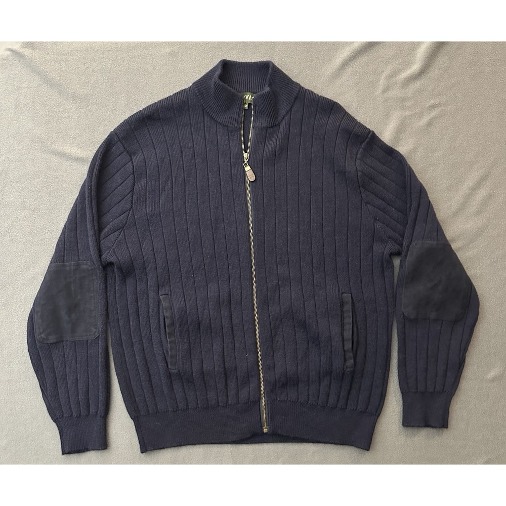 Orvis Full Zip Wool Jacket Heavy Ribbed Elbow Patches Size XL